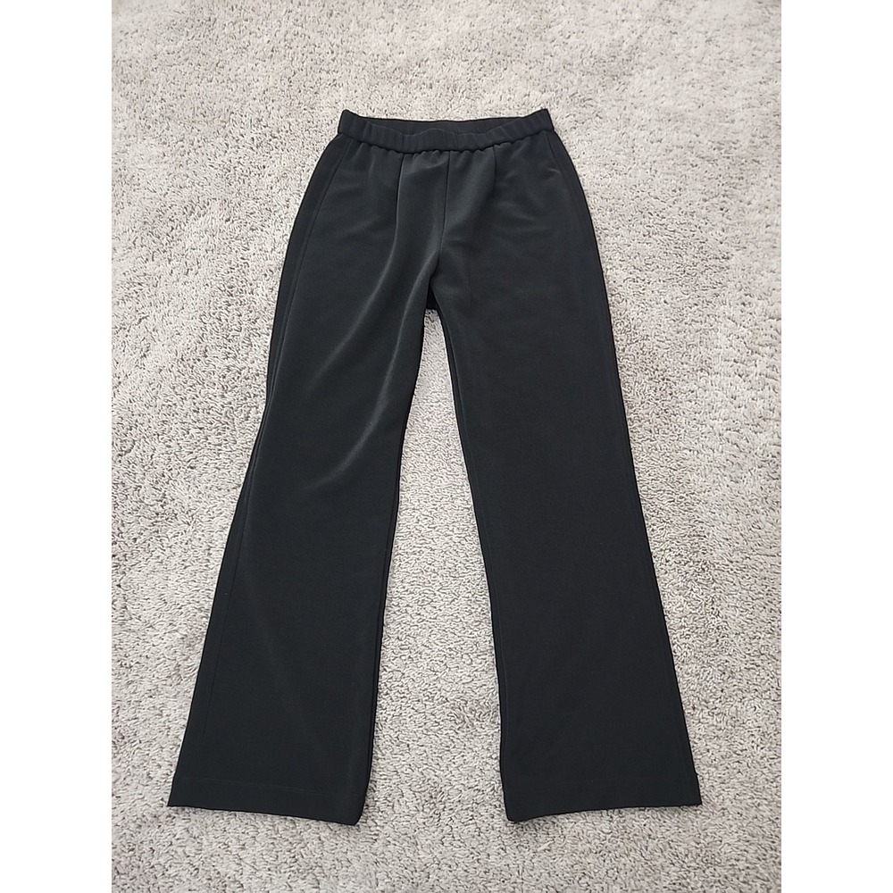Chico's Pants Womens 1 Short Black Good Pull On High Rise Wide Leg Stretch